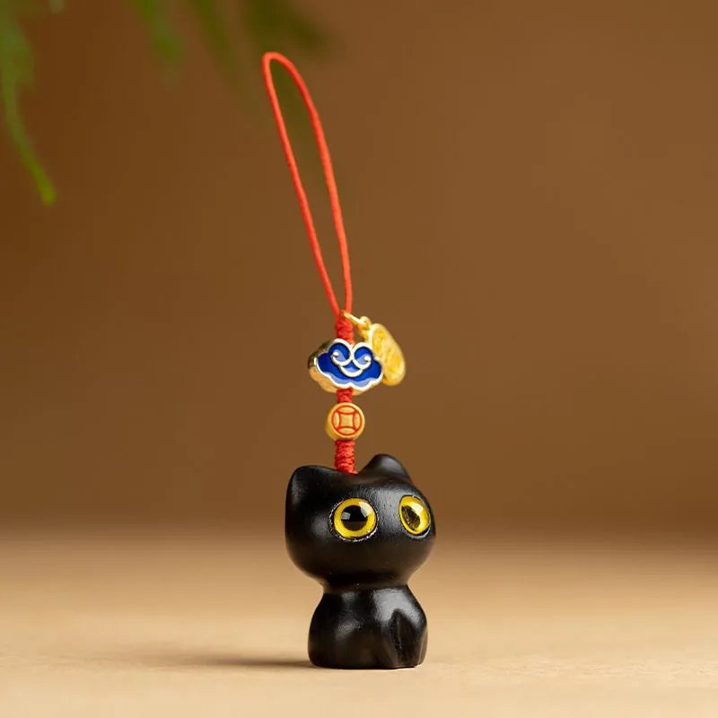 Porte-clés Japonais Chat en Bois
