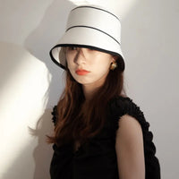 Chapeau Bucket Paille Bicolore Femme