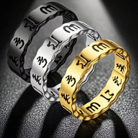 Bague mantra bouddhiste en acier