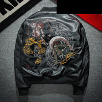 Blouson sukajan similicuir brodé