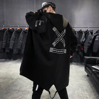 Manteau long à capuche streetwear