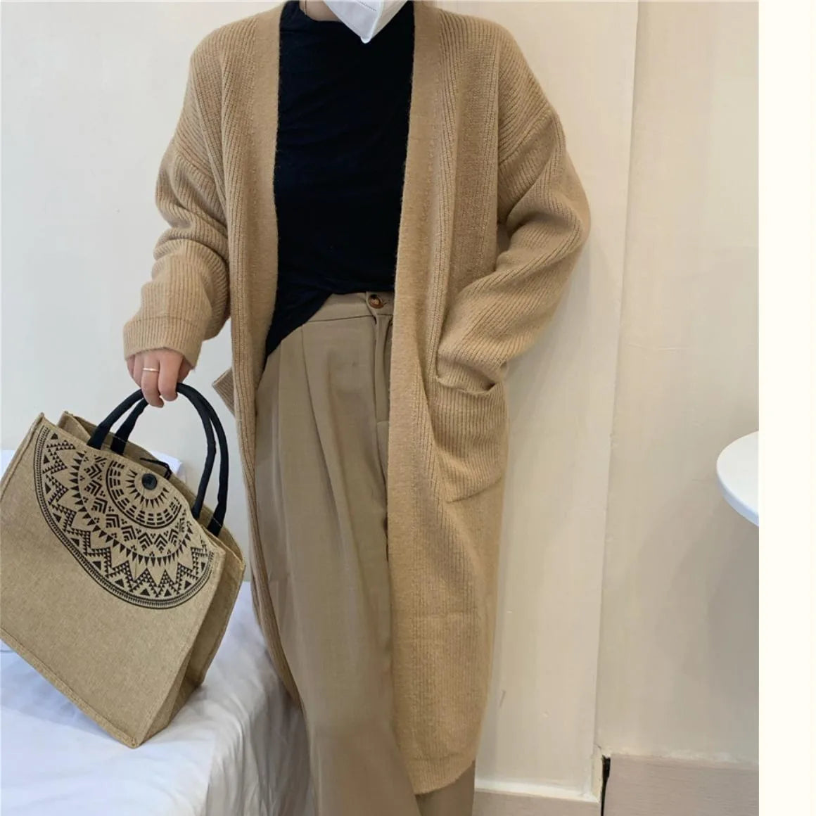 Cardigan long femme style kimono