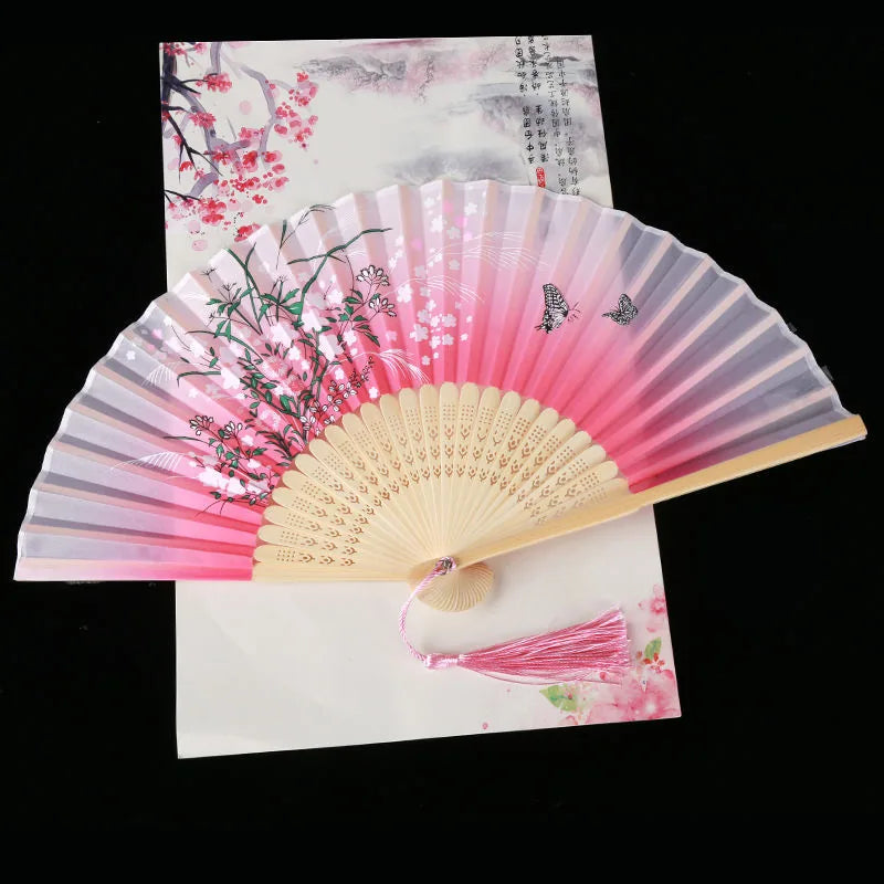 Éventail japonais motif fleurs de cerisier