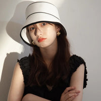 Chapeau Bucket Paille Bicolore Femme
