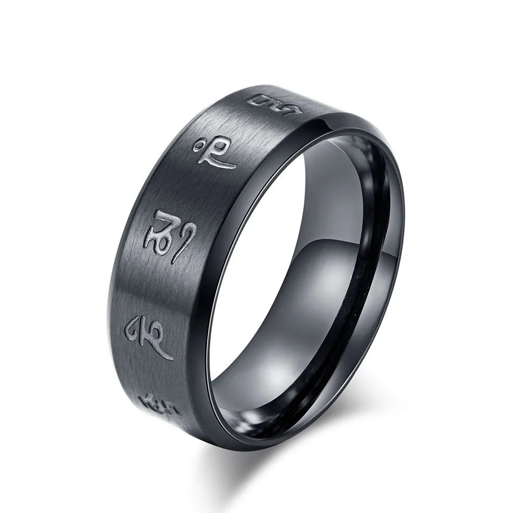 Bague homme tournante noire