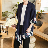 Cardigan Kimono Homme Motif Grues