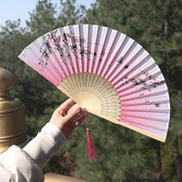 Éventail Pliant Japonais Fleurs et Papillons