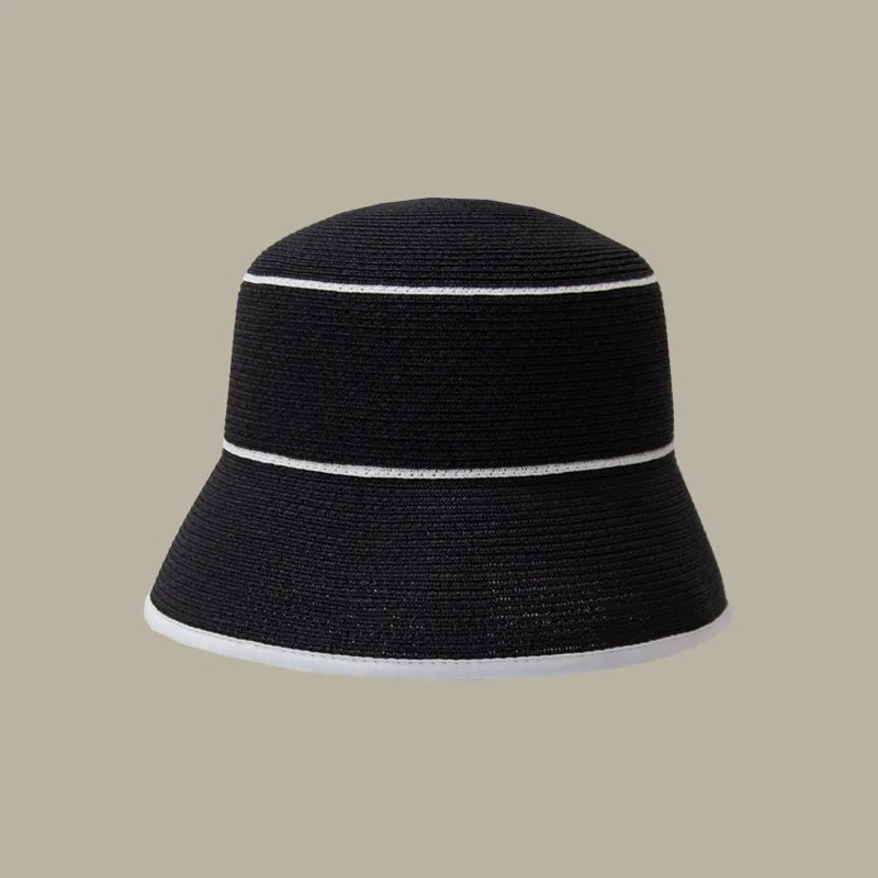 Chapeau Bucket Paille Bicolore Femme