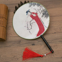 Éventail rond peinture florale