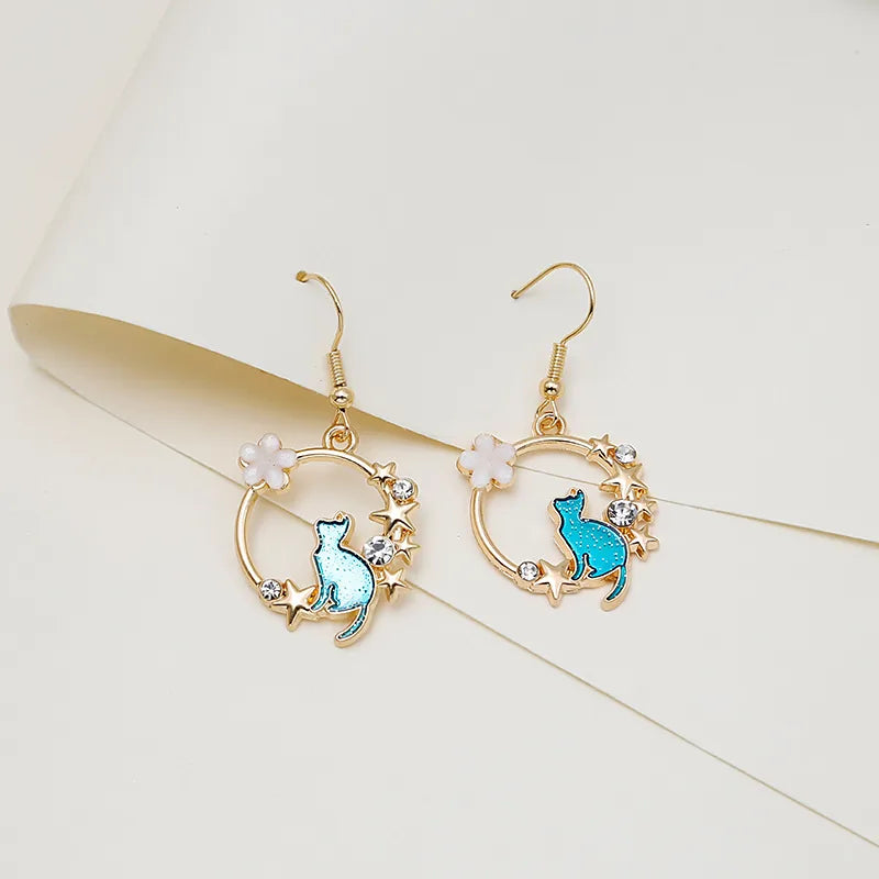 Boucles d'oreilles chat étoilé