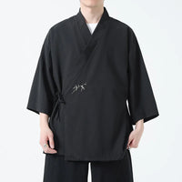 Veste courte kimono homme brodée bambou