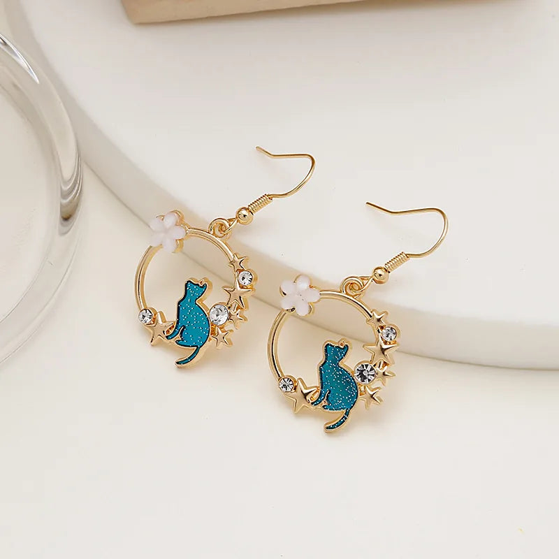 Boucles d'oreilles chat étoilé