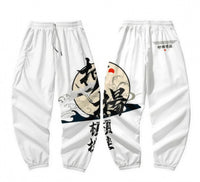 Pantalon japonais style jogging imprimé grues