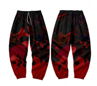 Pantalon jogging japonais motif flammes
