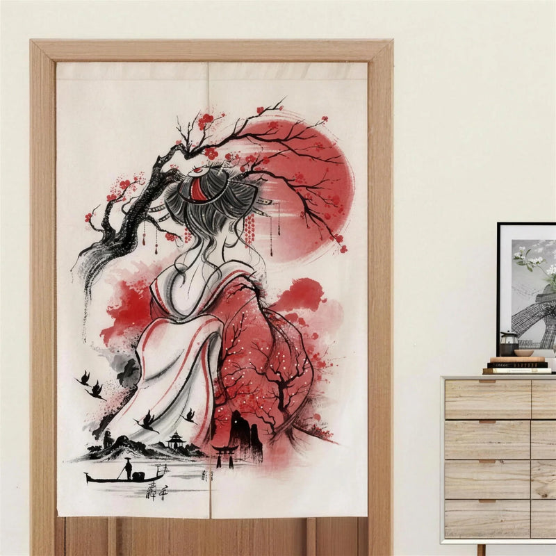 Noren japonais illustration Geisha