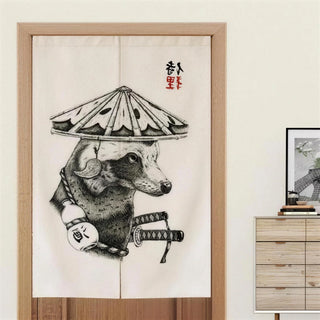 Noren japonais tanuki samuraï