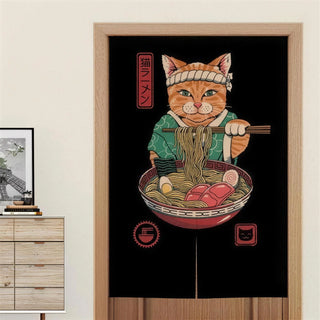 Noren japonais chat et bol de ramen