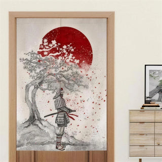 Noren japonais samouraï et sakura