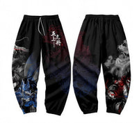 Pantalon japonais style jogging motif dragon