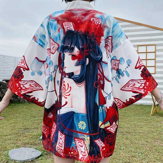 Veste Haori femme à motif illustré