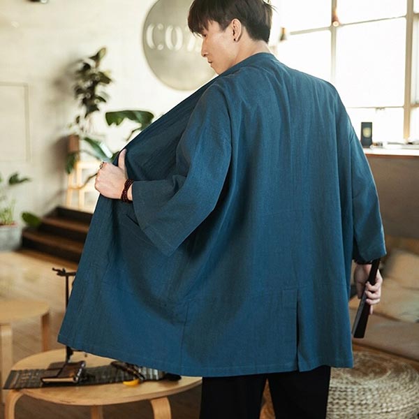 Veste Longue Homme Style Kimono Uni-4.jpg