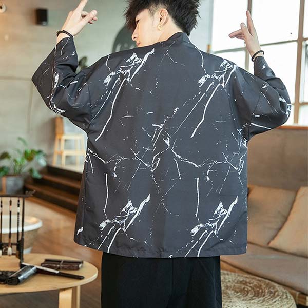 Veste Kimono Noire Imprimés Fissures-3.jpg