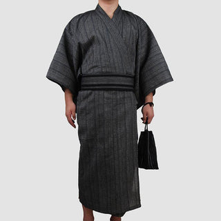 Yukata Homme Traditionnel Gris Rayures