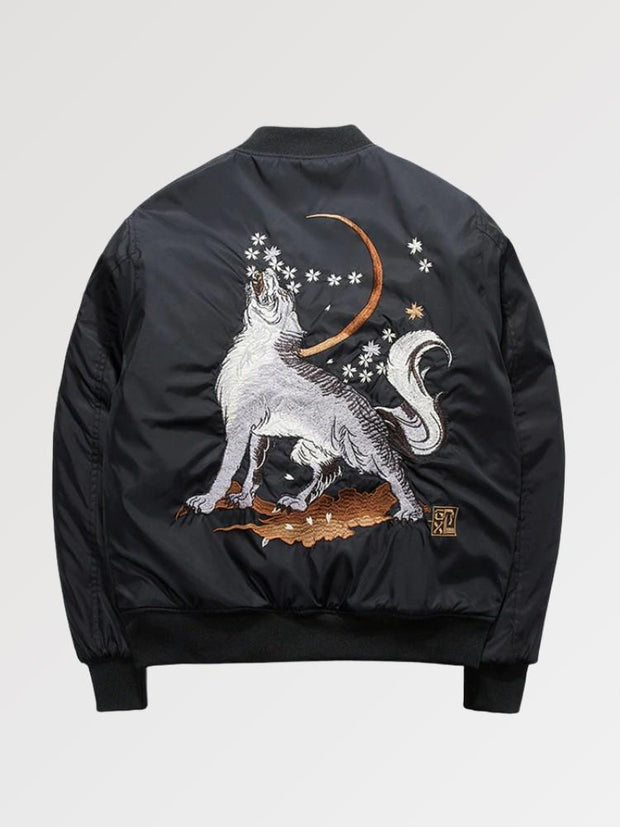 Bomber style Sukajan japonais motif Ōkami