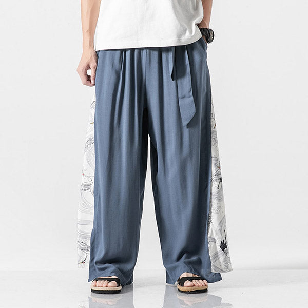 Pantalon très large motif grues japonaises-6.jpg