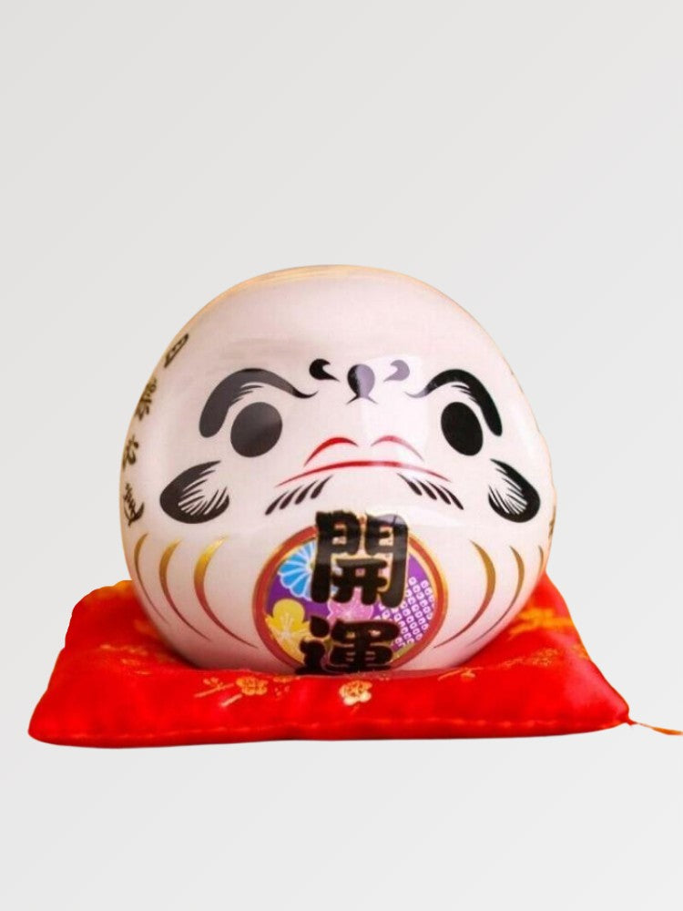 Tirelire Daruma en céramique blanc