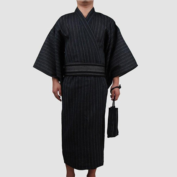 Yukata Homme Traditionnel Noir Rayures-0.jpg