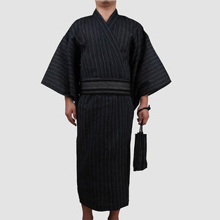 Yukata Homme Traditionnel Noir Rayures