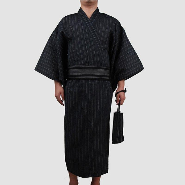 Yukata Homme Traditionnel Noir Rayures