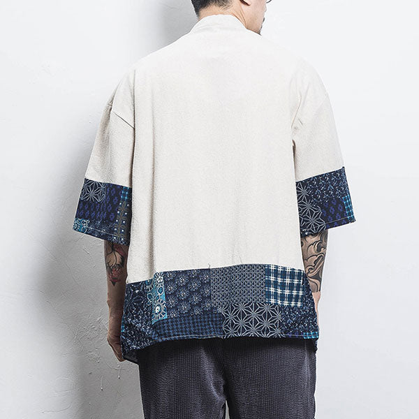 Veste Kimono Homme Motifs Géométriques Bleus-2.jpg