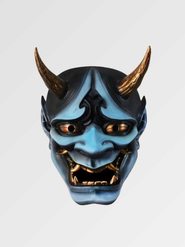 Masque japonais traditionnel démon Hannya bleu