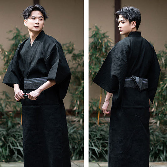 Kimono Homme Noir Manches Amples-1.jpg
