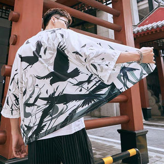 Veste Kimono Unisexe Corbeaux Noirs
