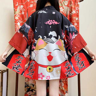 Veste kimono femme Maneki Neko