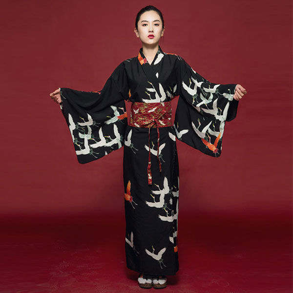 Kimono noir style japonais femme