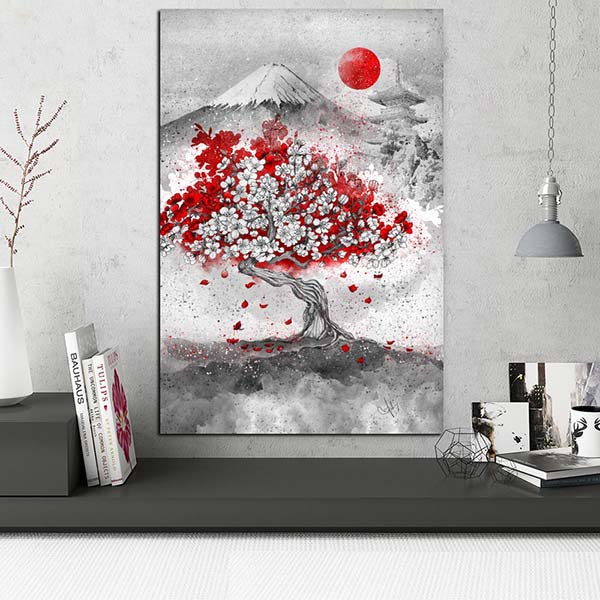 Tableau japonais cerisier et Mont Fuji-1.jpg
