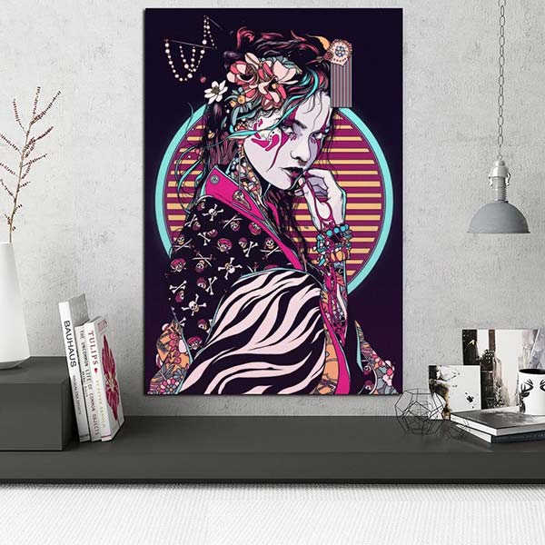 Tableau japonais geisha style futuriste-1.jpg