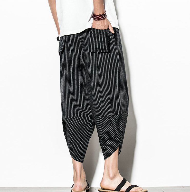 Pantalon japonais traditionnel rayé noir-3.jpg