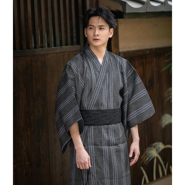 Yukata Kimono Homme Gris Rayé-3.jpg