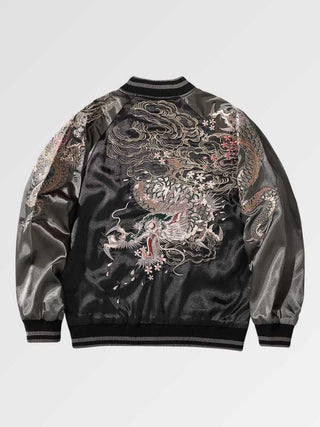 Veste bicolore Sukajan japonais motif dragon légendaire
