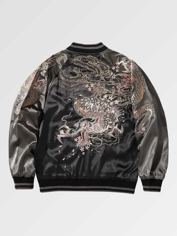 Veste bicolore Sukajan japonais motif dragon légendaire