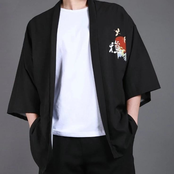 Veste Kimono Noire Soleil Rouge & Vagues-3.jpg
