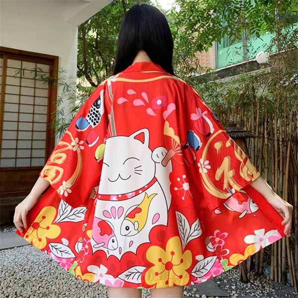 Haori pour femme Maneki Neko