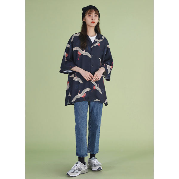 Chemise longue style kimono grues japonaises-1.jpg