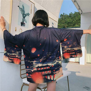 Veste style kimono lanternes Ōbon