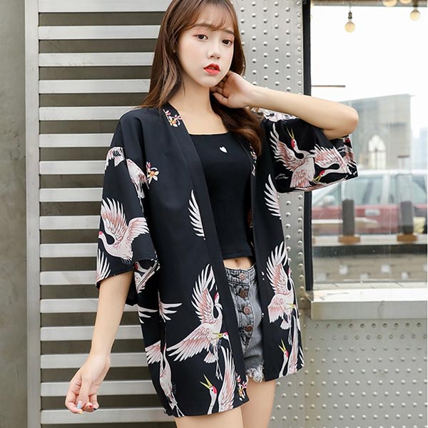 Haori légère femme imprimés grues japonaises-1.jpg